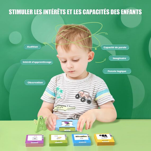 Sprechende Lernkarten Kinderspielzeug Ab 2 3 4 5 6 Jahre Lernspiele Für Autismus Lernspielzeug Lernen Für Kinder Vorschulkinder Geschenk Für Jungen Mädchen 2-4 Jahre 112 Blätter 224 Wörter Französisch