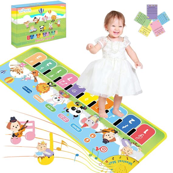 Lobyoh Baby Musikmatte Klaviermatte mit 8 Musikinstrumente, Keyboard Kinder Tanzmatte, Spielzeug Geschenk für Kleinkinder Jungen Mädchen