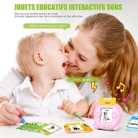 Sprechende Lernkarten Kinderspielzeug Ab 2 3 4 5 6 Jahre Lernspiele Für Autismus Lernspielzeug Lernen Für Kinder Vorschulkinder Geschenk Für Jungen Mädchen 2-4 Jahre 112 Blätter 224 Wörter Französisch