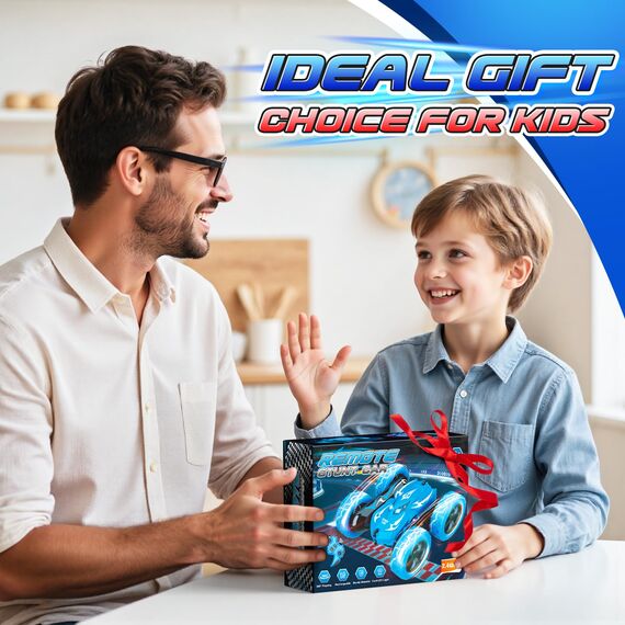 Ferngesteuertes Auto Spielzeug ab 3-9 Jahre Junge, 2,4GHz RC Auto, 360° Doppelseitig, Auto mit Fernbedienung, LED, 4WD Monstertruck Ferngesteuert Weihnachten Ostergeschenke Kinder 3-12 Jahre