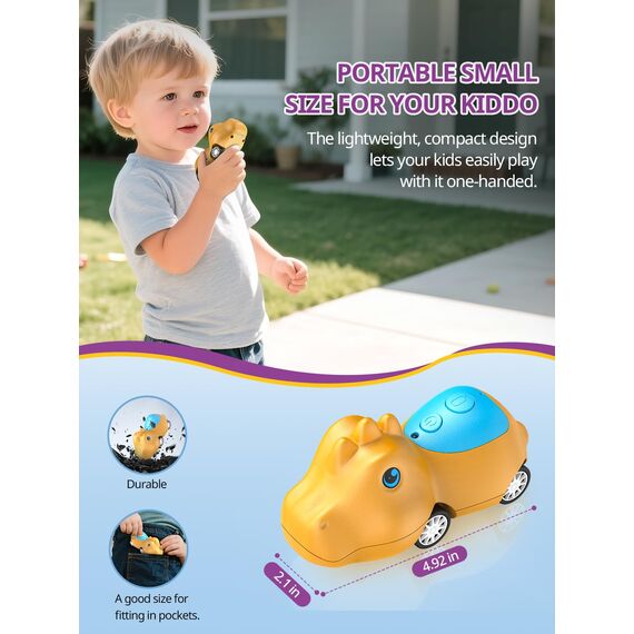 Inspireyes Walkie Talkie Kinder Aufladbar 2er Set,Ostergeschenke Kinder Dinosaurier Spielzeug Auto für Jungen und Mädchen ab 3–7 Jahren, 48 Std Spielzeit, Geschenk zum Geburtstag Weihnachten Camping