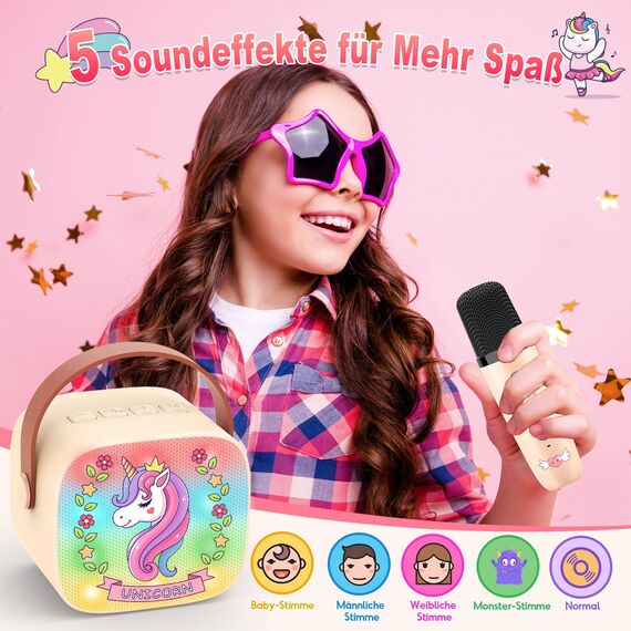 Dislocati Karaoke Anlage Set mit 2 Bluetooth Mikrofonen, Weihnachten Geschenk Spielzeug für Mädchen 3-12 Jahre Karaoke Maschine und 2 Mikrofon Kinder Ideal für Familienfeiern