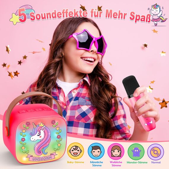 Dislocati Mädchen Spielzeug Geschenke 3-12 Jahre, Karaoke Maschine mit 2 Kinder Mikrofon Bluetooth Weihnachten Geschenke für Mädchen Karaoke Microphone Set mit DSP & LED-Lichtern