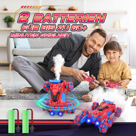 Dreamlania 6WD Ferngesteuertes Auto ab 3 4 5 6 7 8 Jahre, Monstertruck Spielzeug, RC Auto Ferngesteuert mit LED Licht, Musik Spray, Weihnachten Ostergeschenke für Kinder Junge 3-12 Jahre