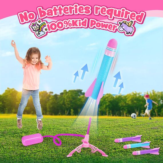 HappyGoLucky Raketen Spielzeug für Kinder, Outdoor Spielzeug Mädchen 3 4 5 6-8 Jahre Spielzeug Geschenk Mädchen 3 4 5 6 7 8 9-13 Jahre Kinder Spielzeug Outdoor Spiele für Kinder