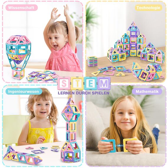 Lovchil Magnetische Bausteine, Magnetspielzeug Magneten Kinder, Magnetbausteine Magnet Montessori Spielzeug für Geschenk ab 3 4 5 6 7 8 Jahre Mädchen Junge – Bauklötze Kinderspielzeug 36 Teile