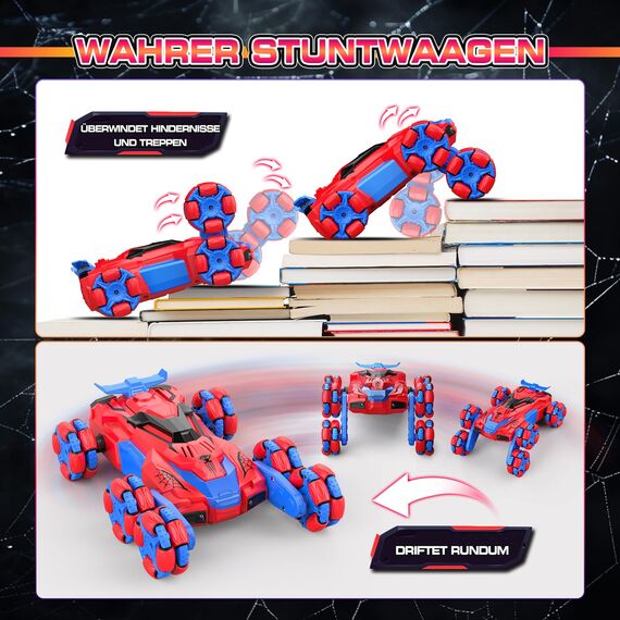 Dreamlania 6WD Ferngesteuertes Auto ab 3 4 5 6 7 8 Jahre, Monstertruck Spielzeug, RC Auto Ferngesteuert mit LED Licht, Musik Spray, Weihnachten Ostergeschenke für Kinder Junge 3-12 Jahre