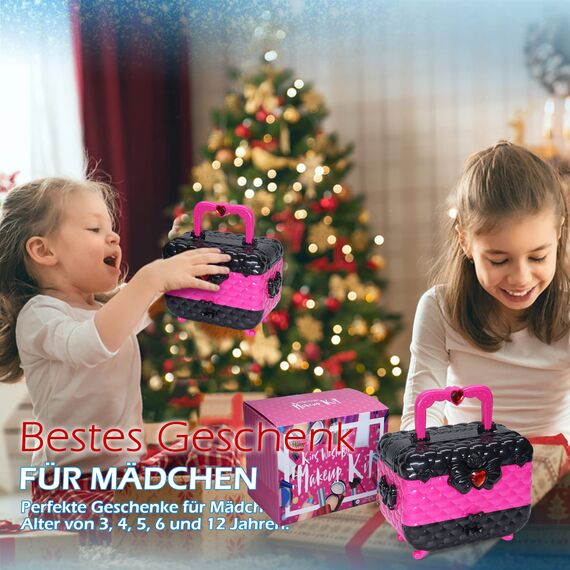 Kinderschminke Set - 57-teiliges Make-Up Set für Mädchen, Schminkkoffer Spielzeug, Halloween Weihnachts Geburtstagsgeschenke für Kinder 4-12 Jahre
