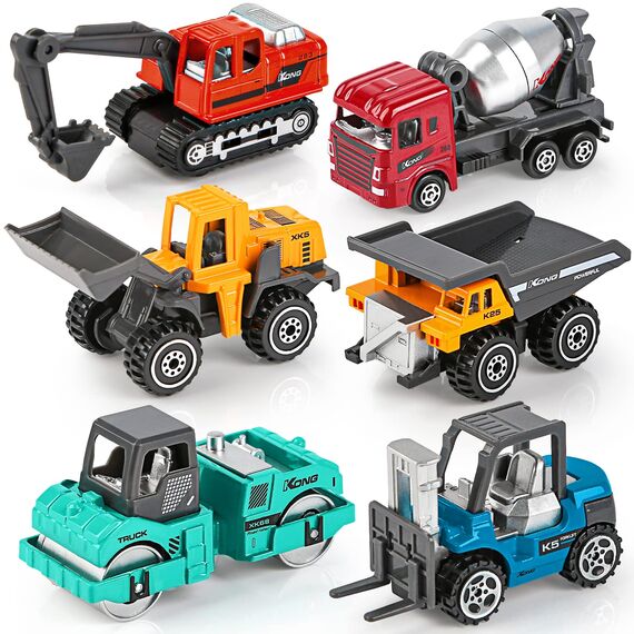 YIMORE Baustellenfahrzeuge Kinder Spielzeugautos Metall - Bagger Spielzeug Baustelle Tortendeko Geburtstag Junge Mädchen Bagger Kuchen Deko Tortenaufleger Geschenke