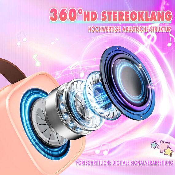 Dislocati Karaoke Maschine mit 2 Bluetooth Mikrofon, Mädchen Spielzeug für 3-12 Jahre Tragbarer Karaoke Microphone Set für Kinder und Erwachsene mit DSP & LED-Lichtern Ostern Geschenke Kinder