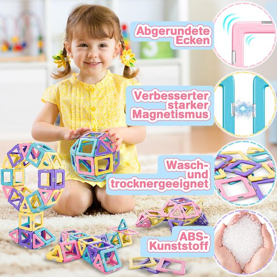 Lovchil Magnetische Bausteine, Magnetspielzeug Magneten Kinder, Magnetbausteine Magnet Montessori Spielzeug für Geschenk ab 3 4 5 6 7 8 Jahre Mädchen Junge – Bauklötze Kinderspielzeug 36 Teile