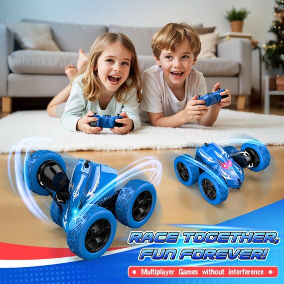 Ferngesteuertes Auto Spielzeug ab 3-9 Jahre Junge, 2,4GHz RC Auto, 360° Doppelseitig, Auto mit Fernbedienung, LED, 4WD Monstertruck Ferngesteuert Weihnachten Ostergeschenke Kinder 3-12 Jahre