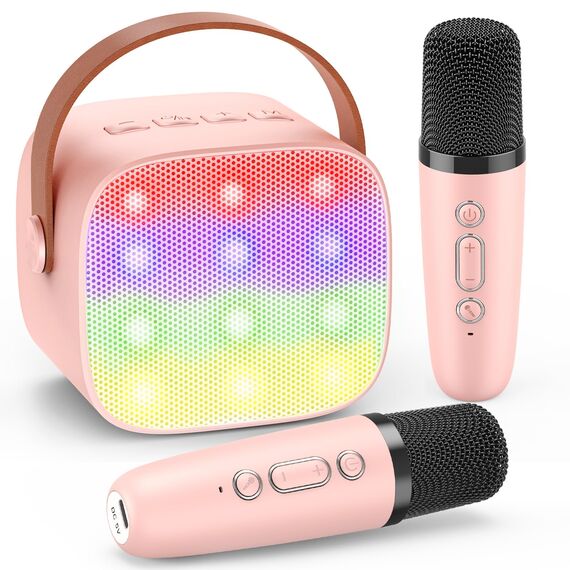 Dislocati Karaoke Maschine mit 2 Bluetooth Mikrofon, Mädchen Spielzeug für 3-12 Jahre Tragbarer Karaoke Microphone Set für Kinder und Erwachsene mit DSP & LED-Lichtern Ostern Geschenke Kinder