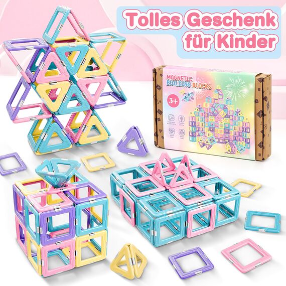 Lovchil Magnetische Bausteine, Magnetspielzeug Magneten Kinder, Magnetbausteine Magnet Montessori Spielzeug für Geschenk ab 3 4 5 6 7 8 Jahre Mädchen Junge – Bauklötze Kinderspielzeug 36 Teile