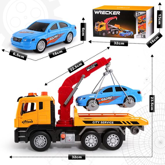 BunnyJOY Abschleppwagen Spielzeug ab 3 4 5 6 Jahre Junge, Licht und Sound, Reibungsbetriebenes Abschleppfahrzeug für Kinder, LKW Spielzeugautos Fahrzeuge, Geschenk für Kinder Mädchen