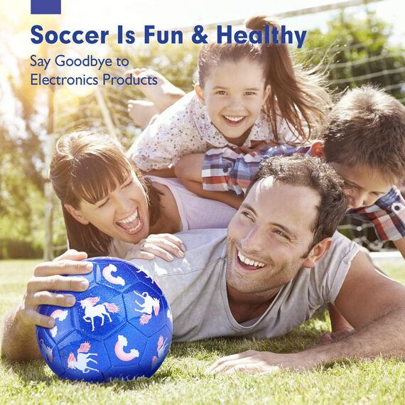 hahaland Fußball Spielzeug mit Ballpumpe und Netz, Neuer Kinderfußball Größe 3 für Training drinnen und draußen, Einhorn-Geschenke für Jungen und Mädchen 3 4 5 6 7 8 Jahren