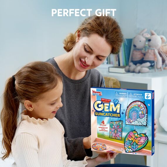 Klever Kits Suncatcher Fenster Bastelsets für Kinder,Geschenke für Mädchen 6 7 8 9 10 11 12 Jahre,DIY Diamant Malset Spielzeug,Basteln Mädchen Painting Set,Kreative Einhorn Geschenke(4 Themen)