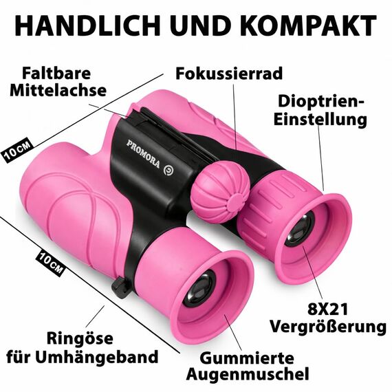 Fernglas für Kinder - Geschenk für kleine Jungen und Mädchen zu Weihnachten - Starke Vergrößerung 8X21 – Großes Set inkl. Lupe & Kompass – Spielzeug für 3-12 Jahre