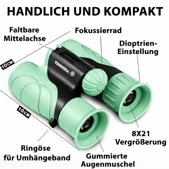 Fernglas für Kinder - Optimales Geschenk für Jungen und Mädchen - Starke Vergrößerung 8X21 – Umfangreiches Set inklusive Lupe & Kompass – Spielzeug für Kinder 3-12 Jahre