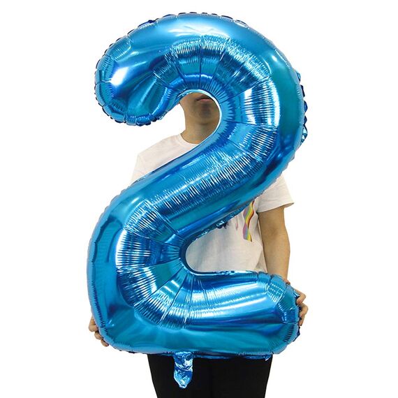 2 Luftballons Zahl 12, Nummer Luftballon Blau Mädchen Junge Jungs,40" Riesen Aufblasbar Helium Folienballon Blue Ballons Figuren für Geburtstag 12.Jahre Kinder Jungen Party Dekoration (xxxl 100cm)