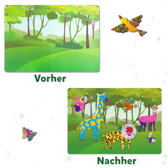 Skillmatics Kunst & Bastelaktivität- Folienspaß Tiere, Schmutzfreie Kunst für Kinder, Bastelsets, DIY-Aktivität, Geschenke für 4 bis 9 Jahre