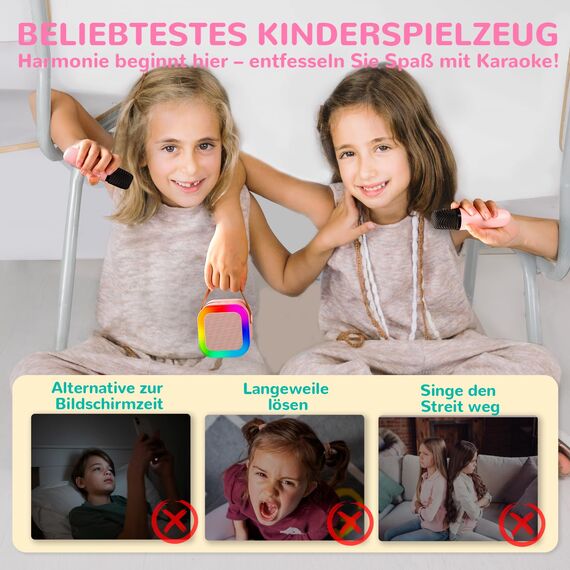 Karaoke Maschine Kinder mit 2 Karaoke Mikrofon Kinder: [Neueste] Mini Karaoke Maschine - Karaoke Anlage mit 2 Mikrofonen -Musikinstrumentzubehör Box - Geschenke für Mädchen Kinder Spielzeug 3-12 Jahre