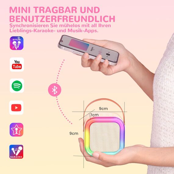 Karaoke Maschine Kinder mit 2 Karaoke Mikrofon Kinder: [Neueste] Mini Karaoke Maschine - Karaoke Anlage mit 2 Mikrofonen -Musikinstrumentzubehör Box - Geschenke für Mädchen Kinder Spielzeug 3-12 Jahre