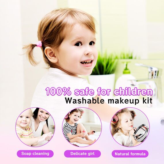 Einhorn Kinderschminke Schminkkoffer - Mädchen Spielzeug, Waschbar Schminke Kinder Make Up Set, Weihnacht & Geburtstags Geschenke für Mädchen 4-12 Jahre