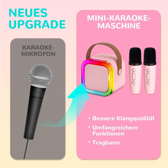 Karaoke Maschine Kinder mit 2 Karaoke Mikrofon Kinder: [Neueste] Mini Karaoke Maschine - Karaoke Anlage mit 2 Mikrofonen -Musikinstrumentzubehör Box - Geschenke für Mädchen Kinder Spielzeug 3-12 Jahre