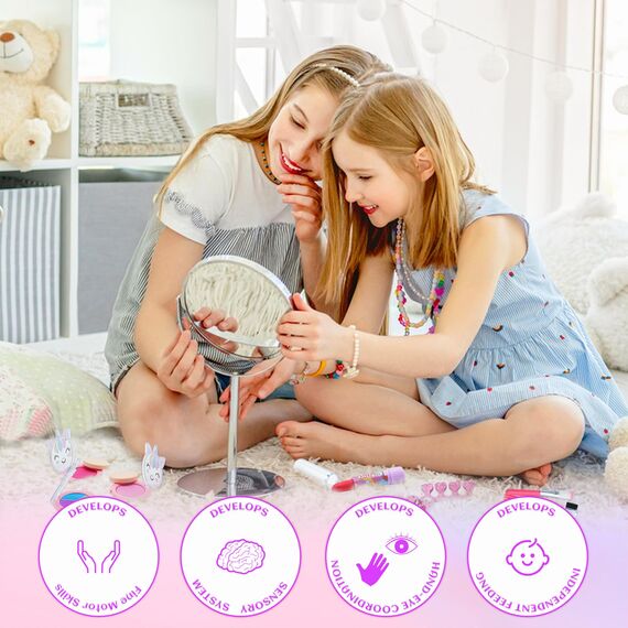 Einhorn Kinderschminke Schminkkoffer - Mädchen Spielzeug, Waschbar Schminke Kinder Make Up Set, Weihnacht & Geburtstags Geschenke für Mädchen 4-12 Jahre