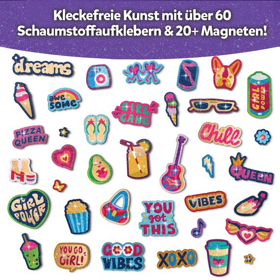 Skillmatics Folienspaß – Girl Power, 20+ DIY Folienkunst-Magnete, kleckerfreies Bastelset, 60+ Schaumstoff-Aufkleber, kreative Aktivität für Mädchen, Kinder, Tweens, Teens (7–13 Jahre), Geschenk, Reis
