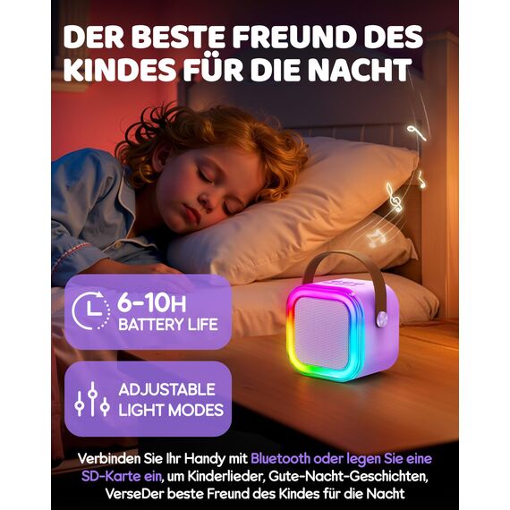 Karaoke Maschine Kinder, Geschenk für Mädchen 3-12 Jahre, Karaoke Kinder Spielzeug ab 3-12 Jahre Mädchen, Karaoke Maschine mit 2 Karaoke Mikrofon Kinder, Violett