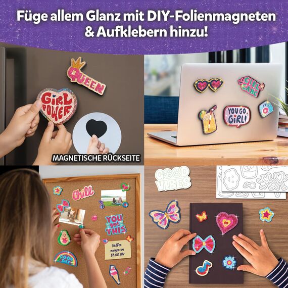 Skillmatics Folienspaß – Girl Power, 20+ DIY Folienkunst-Magnete, kleckerfreies Bastelset, 60+ Schaumstoff-Aufkleber, kreative Aktivität für Mädchen, Kinder, Tweens, Teens (7–13 Jahre), Geschenk, Reis