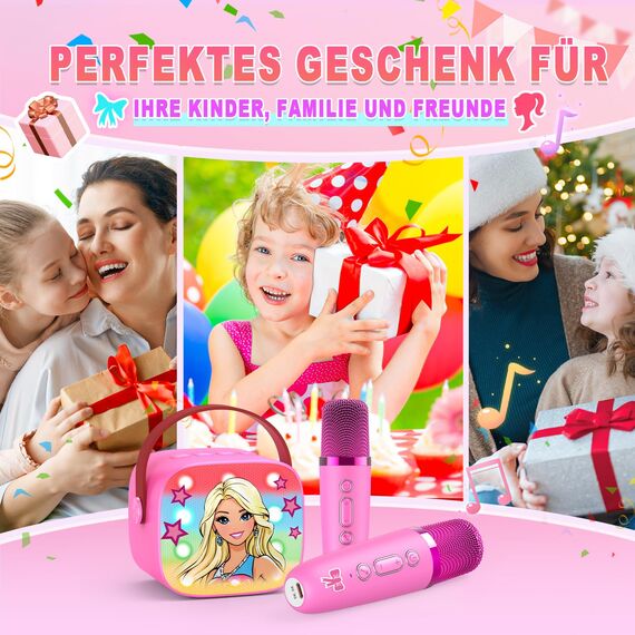 Dislocati Geschenk Mädchen 3-12 Jahre, Karaoke Maschine Kinder mit 2 Karaoke Mikrofon Bluetooth Prinzessin Oster Geschenke Spielzeug für Mädchen ab 3-12 Jahre Microphone Bluetooth