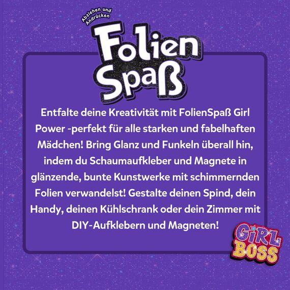 Skillmatics Folienspaß – Girl Power, 20+ DIY Folienkunst-Magnete, kleckerfreies Bastelset, 60+ Schaumstoff-Aufkleber, kreative Aktivität für Mädchen, Kinder, Tweens, Teens (7–13 Jahre), Geschenk, Reis