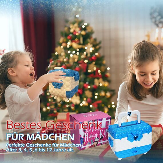 Kinderschminke Set - 57-teiliges Make-Up Set für Mädchen, Schminkkoffer Spielzeug, Halloween Weihnachts Geburtstagsgeschenke für Kinder 4-12 Jahre