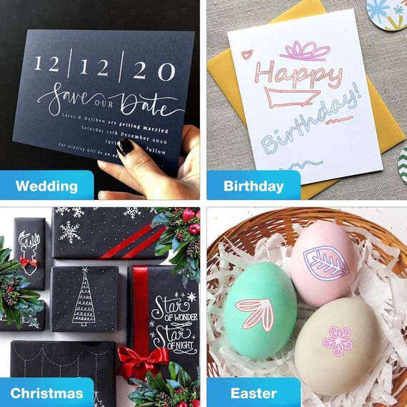 ECtury Schultüte Füllung, Einschulung Mädchen, Glitzerstifte Magische Stifte, 12 Outline Zauberstifte Stifte für Basteln, Schulanfang Mädchen Geschenke 4-12 jahre, Adventskalender Füllung Kinder