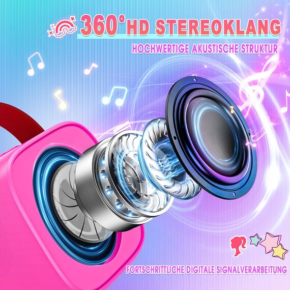 Dislocati Geschenk Mädchen 3-12 Jahre, Karaoke Maschine Kinder mit 2 Karaoke Mikrofon Bluetooth Prinzessin Oster Geschenke Spielzeug für Mädchen ab 3-12 Jahre Microphone Bluetooth