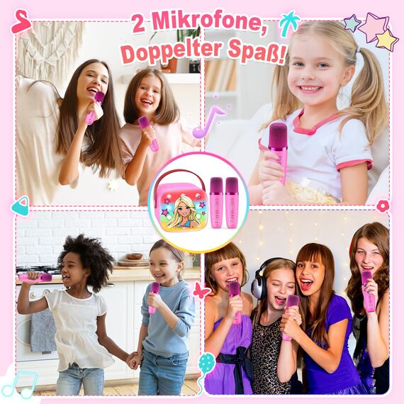 Dislocati Geschenk Mädchen 3-12 Jahre, Karaoke Maschine Kinder mit 2 Karaoke Mikrofon Bluetooth Prinzessin Oster Geschenke Spielzeug für Mädchen ab 3-12 Jahre Microphone Bluetooth