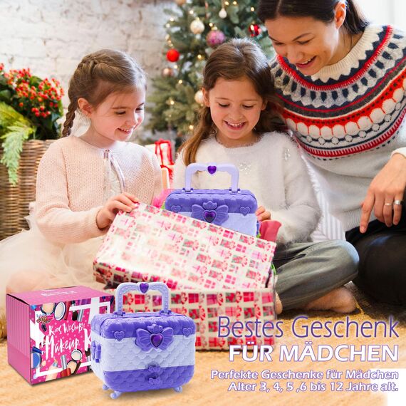 Kinderschminke Set Make Up Set - Kinder Schminkset,Kinder Schminkkoffer Mädchen Spielzeug, Halloween Weihnachts Geburtstags Geschenke für Mädchen 4-12Jahre Purple…