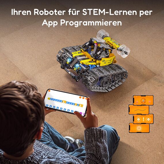 IKUPER Technik Roboter für Kinder Jungen 6-12 Jahre, 6-in-1 Roboticset Programmierbar mit App & Fernsteuerung, Geburtstagsgeschenk für Weihnachten und Geburtstag (631 Stück)