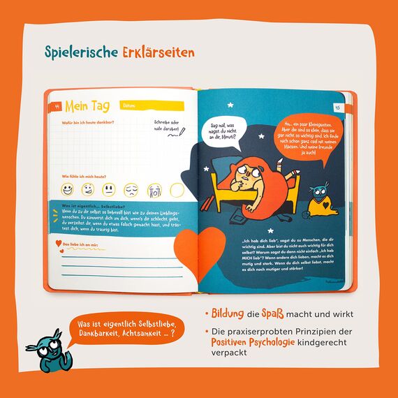 UrBestSelf 6-Minuten® Gefühlstagebuch Kinder 6–12 Jahre – Gefühle verstehen, Selbstbewusstsein & Achtsamkeit aufbauen – Tagebuch Mädchen – Gefühle Buch