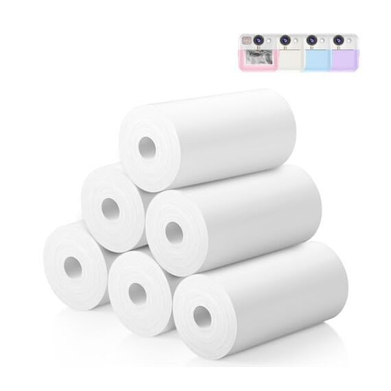 Instant-Druck-Kamera-Papier für Kinder - 6-Roll-Therm-Druck-Stift-Stiftset für Kinderkameras, Kernloses Thermopapier, kompatibel mit Thermodruckern
