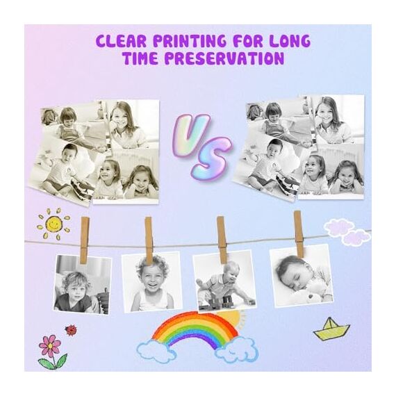Instant-Druck-Kamera-Papier für Kinder - 6-Roll-Therm-Druck-Stift-Stiftset für Kinderkameras, Kernloses Thermopapier, kompatibel mit Thermodruckern