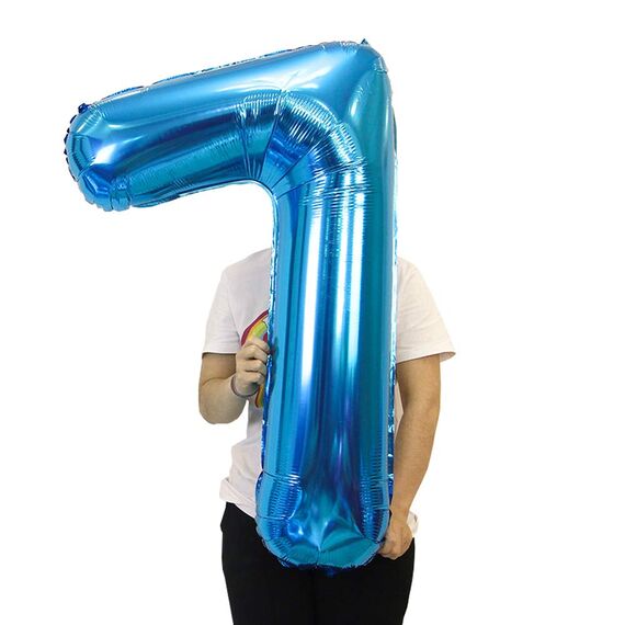 2 Luftballons Zahl 17, Nummer Luftballon Blau Mädchen Junge Jungs,40" Riesen Aufblasbar Helium Folienballon Blue Ballons Figuren für Geburtstag 17.Jahre Kinder Jungen Party Dekoration (xxxl 100cm)