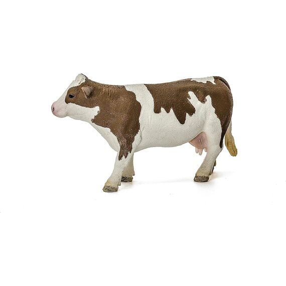 SCHLEICH Farm World | Fleckvieh-Kuh 13801 Bauernhof Spielfigur | detailgetreue Tierfiguren | tolles Geschenk für Jungen und Mädchen | Bauernhof Spielzeug ab 3 Jahre | 13 x 4 x 8 cm