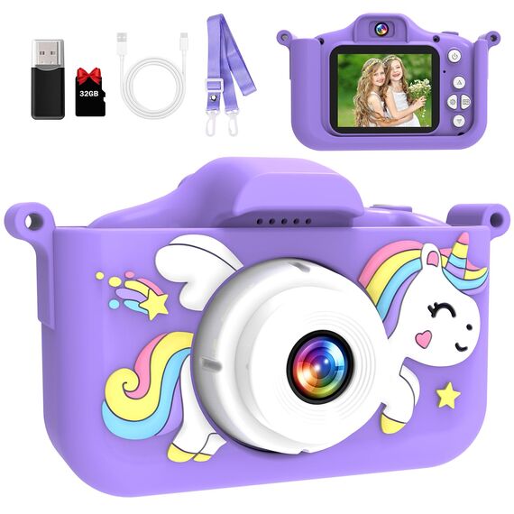 MYSTILUCK Kinderkamera, 1080P HD Digitalkamera für Kinder mit 2,0"-Bildschirm & 32GB-Karte, Fotoapparat-Spielzeug für Jungen & Mädchen, Kinder 3-12 Jahre Weihnachten & Geburtstag