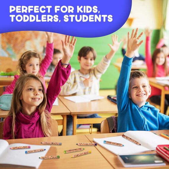 ThEast 24 (2 Päcke) Kurze Dicke Buntstifte, Niedliche Tierlinienstifte für Kinder, Kleine Dechseckige Zeichenstifte mit Spitzer, Kindergeburtstage, Gastgeschenke