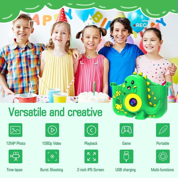 MYSTILUCK Kinderkamera, 1080P HD Digitalkamera für Kinder mit 2,0"-Bildschirm & 32GB-Karte, Kinderspielzeug Geburtstag und Weihnachten Geschenke für Jungen & Mädchen 3-12 Jahren