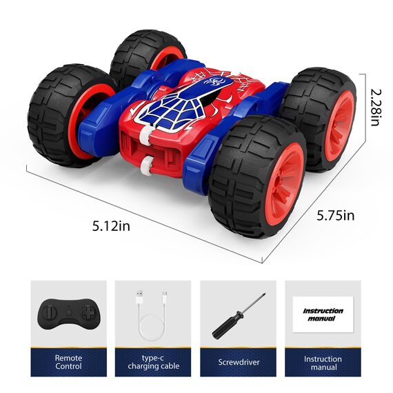 Tecnock 2025 Ferngesteuertes Auto mit 2.4 Ghz Fernbedienung 360°Flip Stunts Rc Auto Monstertruck mit Buntes Licht ab 6-12 Jahre Outdoor Spielzeug Geschenk für Junge Kinder